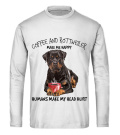 Round neck T-Shirt Unisex - COFFEE AND ROTTWEILER MAKE ME HAPPY, HUMANS MAKE MY HEAD HURT