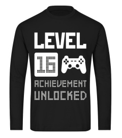 Level 16 Achievement Unlocked Tee Shirt Gifts 16th Birthday