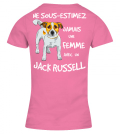 TEEZILY T-Shirt Femme Ne sous-Estimez jamais Une Femme avec Un Jack Russel 