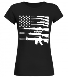 Guns American Flag Military Freedom Shooting Gun TShirt