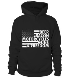 Beer Bacon Motorcycles Guns &amp; Freedom America T-Shirt