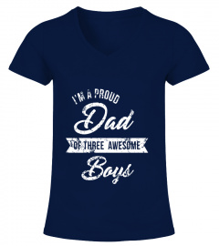 Mens Proud Dad of Three Awesome Boys Shirt, Funny Cute Gift