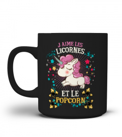 Tasse Mug J'aime les licornes et le popcorn | Cadeau T-Collector®