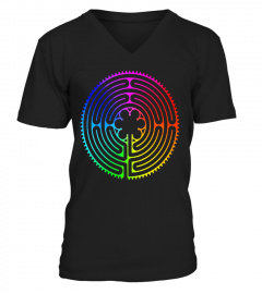 Labyrinth T-shirt - Rainbow Chartres Labyrinth Maze Yoga Tee