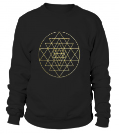 Sri Yantra Sacred Geometry T-Shirt -Gold Tone Yoga Tee Gift