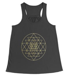 Sri Yantra Sacred Geometry T-Shirt -Gold Tone Yoga Tee Gift