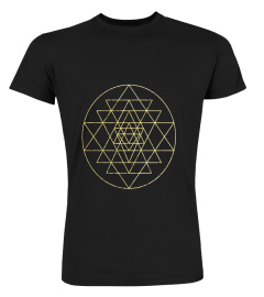 Sri Yantra Sacred Geometry T-Shirt -Gold Tone Yoga Tee Gift