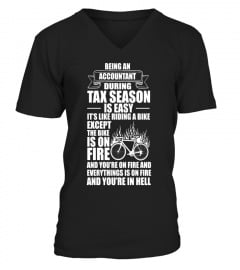 Accountant During Tax Season Bike on Fire Funny T-Shirt