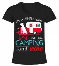 Womens I'm a Simple Girl I Love Dogs Camping and Wine T-Shirt