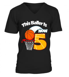 Kids Boys 5th Birthday Basketball T Shirt | 5 Year Old Bday Shirt