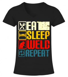 Welder Tshirt Eat Sleep Weld Repeat T-Shirt Vintage Retro