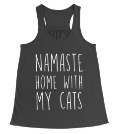 Funny Cute Yoga Pun Tee Namaste Home With My Cats Shirt