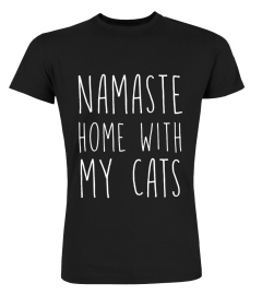 Funny Cute Yoga Pun Tee Namaste Home With My Cats Shirt