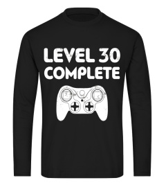 Level 30 Complete T-Shirt Video Gamer 30th Birthday Gift