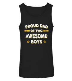 Men's Proud Dad of 2 Two Awesome Boys T Shirt (Father Papa Daddy) - Limited Edition