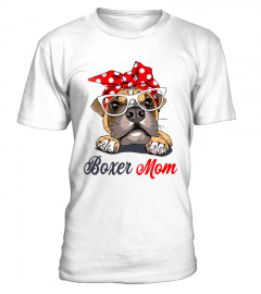 Boxer mom wearing glass with the stylish