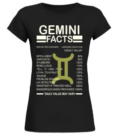 Gemini Facts T-Shirt Astrological Zodiac Birthday Gift - Limited Edition