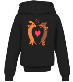 CUTE CARTOON DACHSHUNDS IN LOVE FOR WHO 