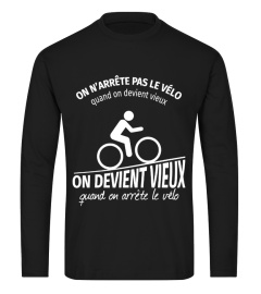 TSHIRT VTT CYCLISME VÉLO ALCOOL HUMOUR DRÔLE - ON N'ARRÊTE PAS LE VÉLO QUAND ON DEVIENT VIEUX