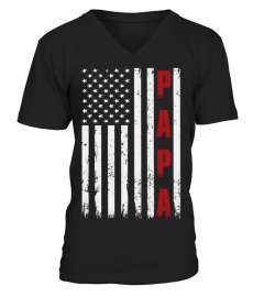 PAPA US Flag Fathers Day 2018 Dad Shirt