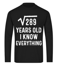 Square Root 17th Birthday Gift 17 Years Old Math Tshirt