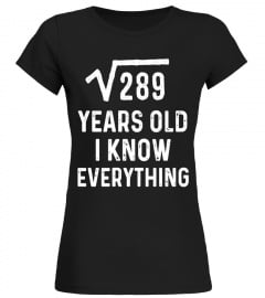 Square Root 17th Birthday Gift 17 Years Old Math Tshirt