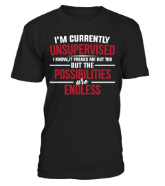 I'M UNSUPERVISED THE POSSIBILITIES ARE ENDLESS T SHIRT