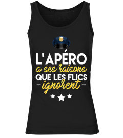 TSHIRT APÉRO ALCOOL HUMOUR DRÔLE POLICE - L'APÉRO A SES RAISONS QUE LES FLICS IGNORENT