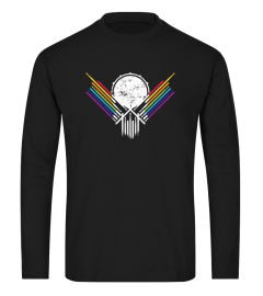 DRUMMER T-SHIRT RETRO MUSICIAN SKULL DRU