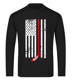 Red Hockey Stick American Flag T-Shirt Hockey Love Tee