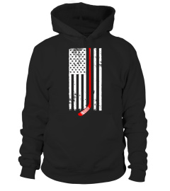 Red Hockey Stick American Flag T-Shirt Hockey Love Tee