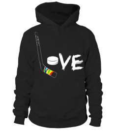 Love Hockey LGBT Stick Rainbow Pride Flag Gay Gifts Shirts