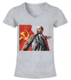 Lenin with soviet flag