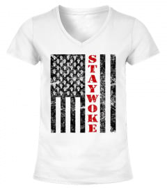 Raised Fist Flag Stay Woke T-shirt