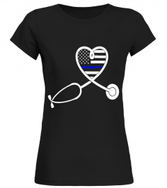 Nurse Wife Police Officer Heart Support Love Stethoscope Tee