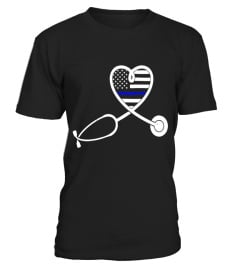 Nurse Wife Police Officer Heart Support Love Stethoscope Tee