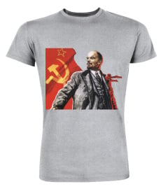 Lenin with soviet flag