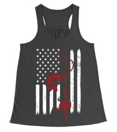 Vintage Fishing Tshirt with American Flag Bass Fishing