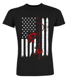 Vintage Fishing Tshirt with American Flag Bass Fishing