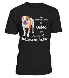 Un UOMO con un BULLDOG AMERICANO