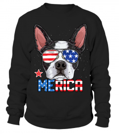 Boston Terrier Merica 4th of July T shirt Men Boys Dog Puppy