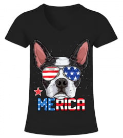 Boston Terrier Merica 4th of July T shirt Men Boys Dog Puppy