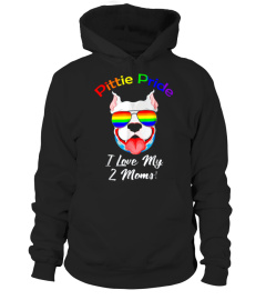 Pitbull Pride T-Shirts I Love My 2 Moms Lgbt T-Shirt