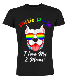 Pitbull Pride T-Shirts I Love My 2 Moms Lgbt T-Shirt