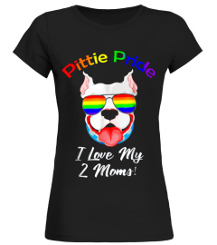 Pitbull Pride T-Shirts I Love My 2 Moms Lgbt T-Shirt