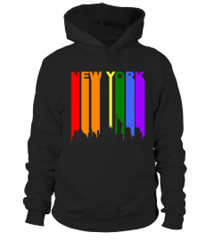 New York City Downtown Rainbow Skyline Lgbt Gay Pride Shirt