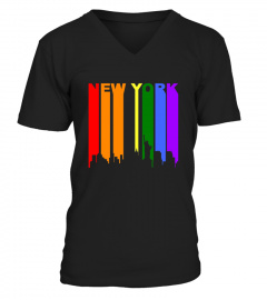 New York City Downtown Rainbow Skyline Lgbt Gay Pride Shirt