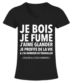 TSHIRT APÉRO ALCOOL HUMOUR DRÔLE - JE BOIS JE FUME