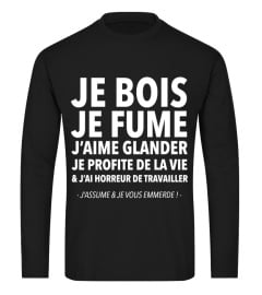 TSHIRT APÉRO ALCOOL HUMOUR DRÔLE - JE BOIS JE FUME