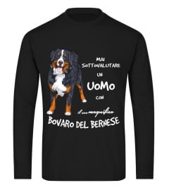 Un UOMO con un BOVARO DEL BERNESE